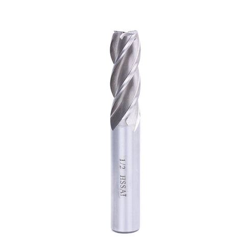 AUTOTOOLHOME 1/8" to 1/2" High Speed Steel HSS 4 Flute Straight End Mill Cutter, Set of 8