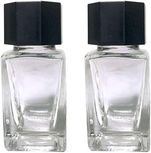 2 Pcs 20ml Clear Glass Jars, Empty Refillable Ink Vials Containers with Black ABS Plastic Caps