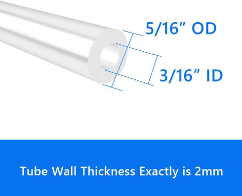 3/16" 5/16" (3.28 Quickun Pure Silicone Tubing, ID x OD High Temp Food Grade Tube Pure Silicone Hose Tube for Home