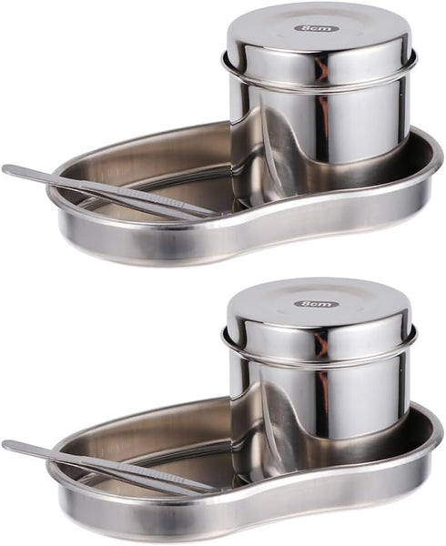iplusmile 2set Medical Tray, Stainless Steel Instrument Tray with Jar and Tweezer, Tattoo Sterilizer Tool
