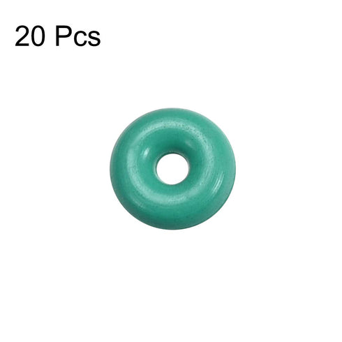 uxcell Fluorine Rubber O-Rings, 4mm OD 1mm ID 1.5mm Width FKM Seal Gasket for Machinery Plumbing, Green, Pack of 20