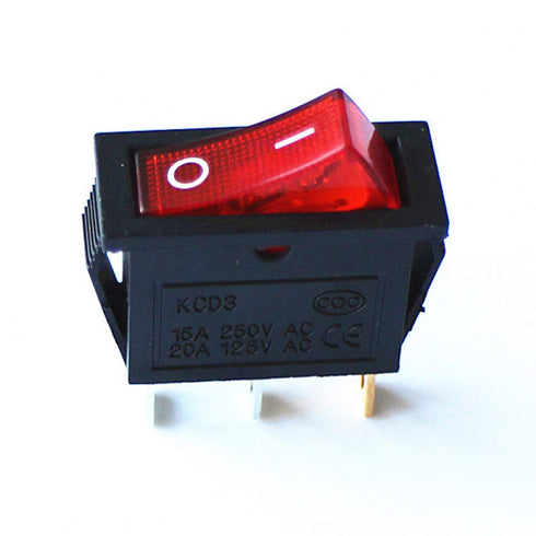 5 Pcs AC 16A/250V 20A/125V 3 Pin Switch, 2 Position Red Light On Off SPST Boat AC Rocker Switch KCD3