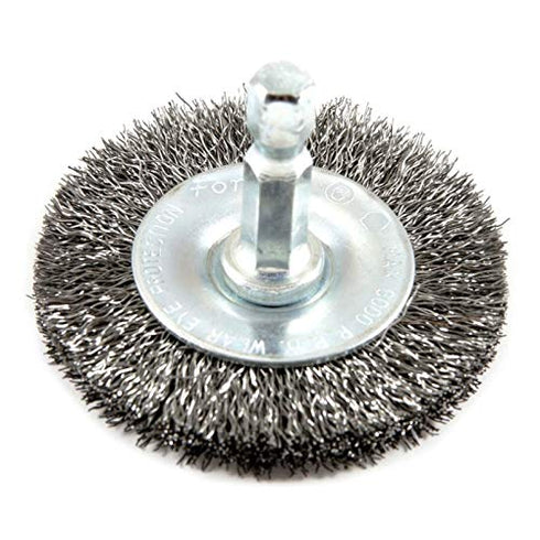 Forney 72728 Fine Crimped Wire Wheel Brush, 2-Inch-by-.008-Inch with 1/4-Inch Hex Shank