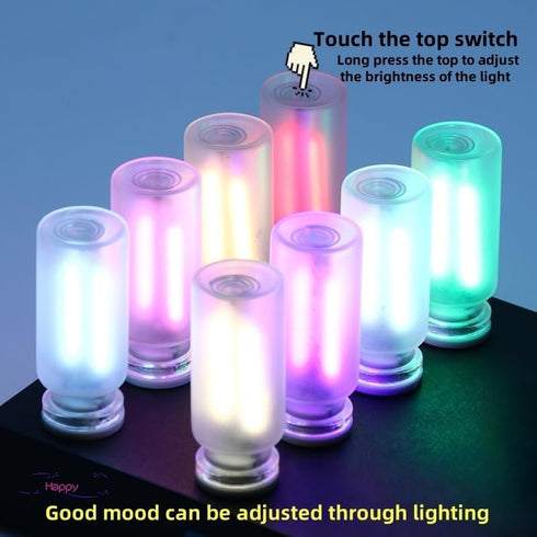 Dimmable Retro Touch Lamp - USB Powered Mood Light with Brightness, Frosted Glass Design for Bedroom/Camping/Car Decor