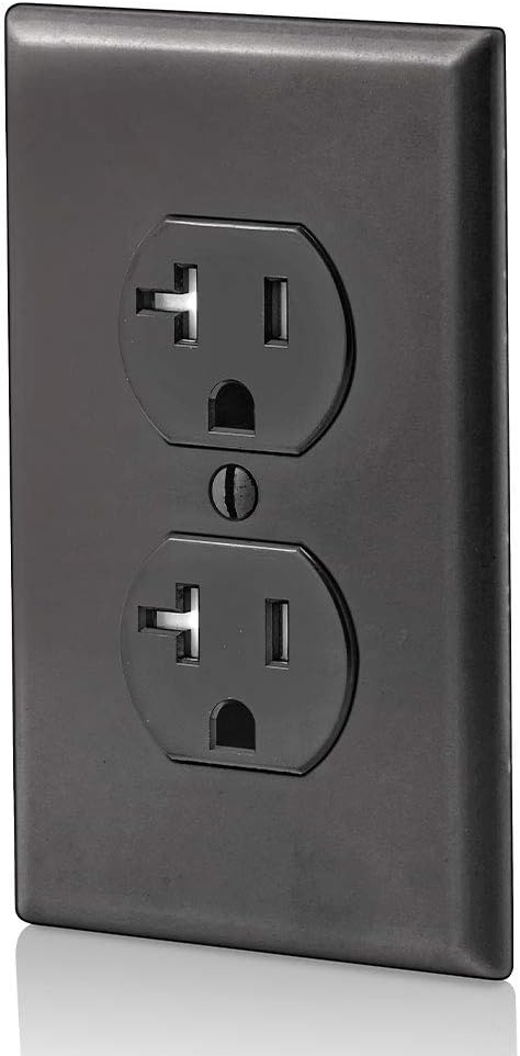 Leviton T5820-E, 20 Amp Tamper-Resistant Duplex Outlet, Black