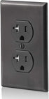 Leviton T5820-E, 20 Amp Tamper-Resistant Duplex Outlet, Black
