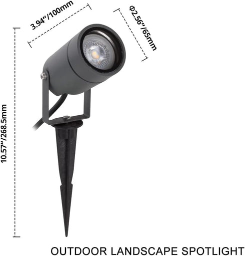 6W GU10 Bulb 110V 3000K IP65 5ft DAWALIGHT Outdoor Spot Light, Landscape Lighting Spotlight for Yard, Replaceable