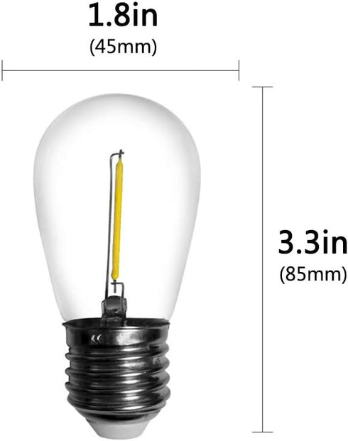 25-Pack S14 LED Bulb String Light Bulbs 7 Watt Equivalent Equivalent Daylight White 6000K 0.65W E26 LED Edison Replacement Light Bulbs for Indoor Outdoor String Lights, Clear Plastic, 120V by MaoTopCom