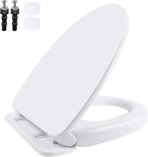 SS124 Toilet Seat Replacement Compatible with TOTO, Elongated Soft Close Toilet Seat