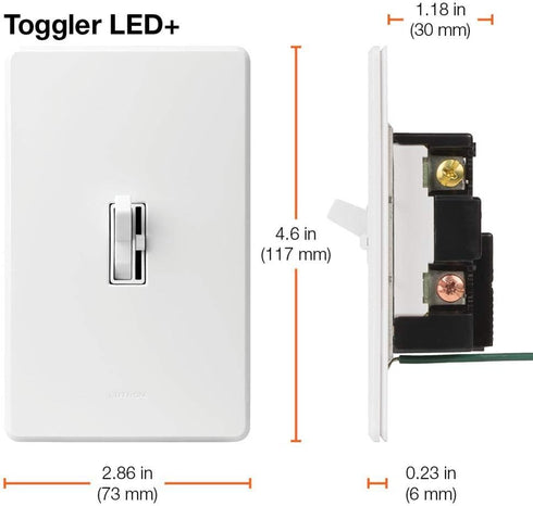 Dimmer Dimmable Bulbs, 150 3-Way, TGCL-153PH-AL, Lutron Toggler LED+ Switch for LED, Halogen and Incandescent Watt