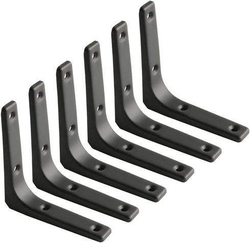 SAYAYO Black Shelf Bracket, 4 x 4 Inch Heavy Duty Iron Bracket, 6 PCS Hanging Angle Brackets Shelf Support