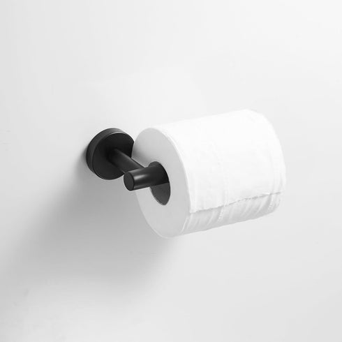 Leyden Matte Black Toilet Paper Holder and Hand Towel Holder, 2 Pieces Bathroom Hardware Accessories Set, SUS304