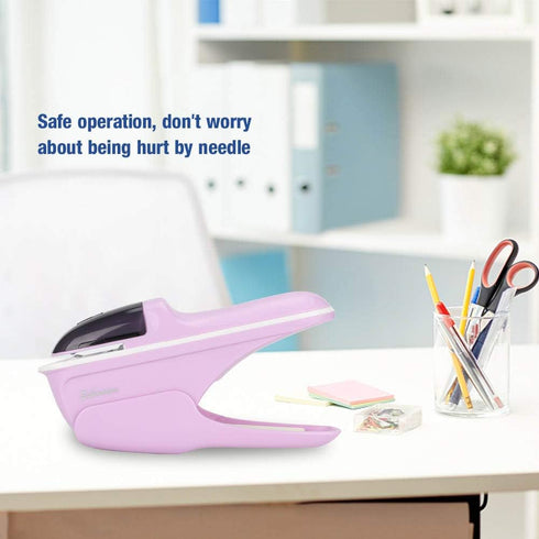 Staple Free Stapler, Mini Stapler ABS Stapleless Stapler Book Stapling Paper Clinch Machine Free Stapler No Slip Clip Staple Paper Binding Hand Tool for Home School Office (Purple) by Tomotato