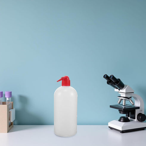 6pcs 1000ml SHERCHPRY Laboratory Narrow Mouth Wash Bottles with Crimson Lids, Plastic Chemistry Squeeze Bottles