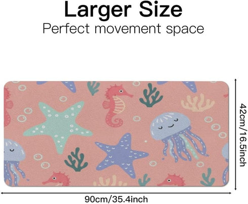Generic 35. 4" 16. 5" Jellyfish Starfish Ocean Desk Mat Multifunctional Large Keyboard Mouse Pad, Waterproof Dual Sided