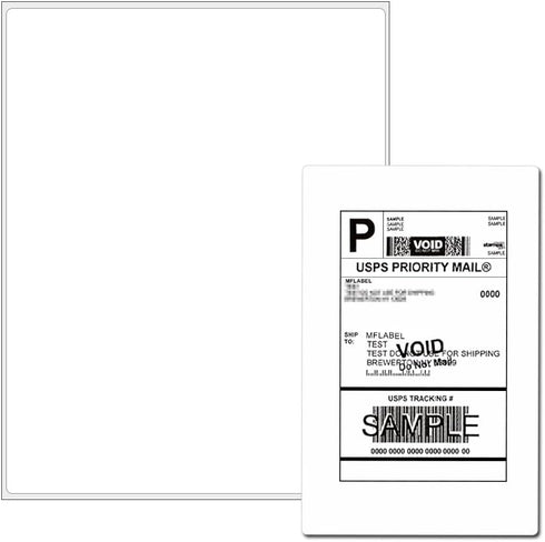 Full Sheet Address Shipping Labels - 8-1/2" x 11" - 100 Labels