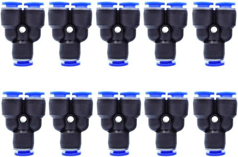 Air Push Quick Fittings, 10Pcs Pneumatic Connectors Push to Connect Fittings Kit, 5/16" 8mm OD Quick Release