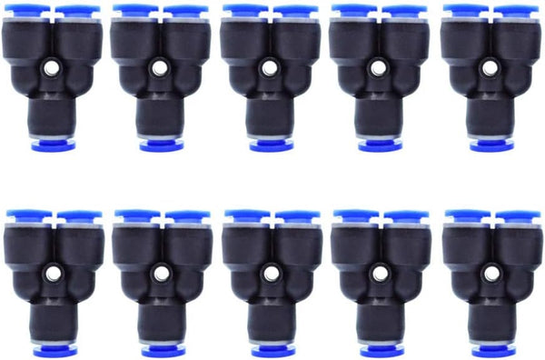 Air Push Quick Fittings, 10Pcs Pneumatic Connectors Push to Connect Fittings Kit, 5/16" 8mm OD Quick Release