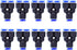 Air Push Quick Fittings, 10Pcs Pneumatic Connectors Push to Connect Fittings Kit, 5/16" 8mm OD Quick Release