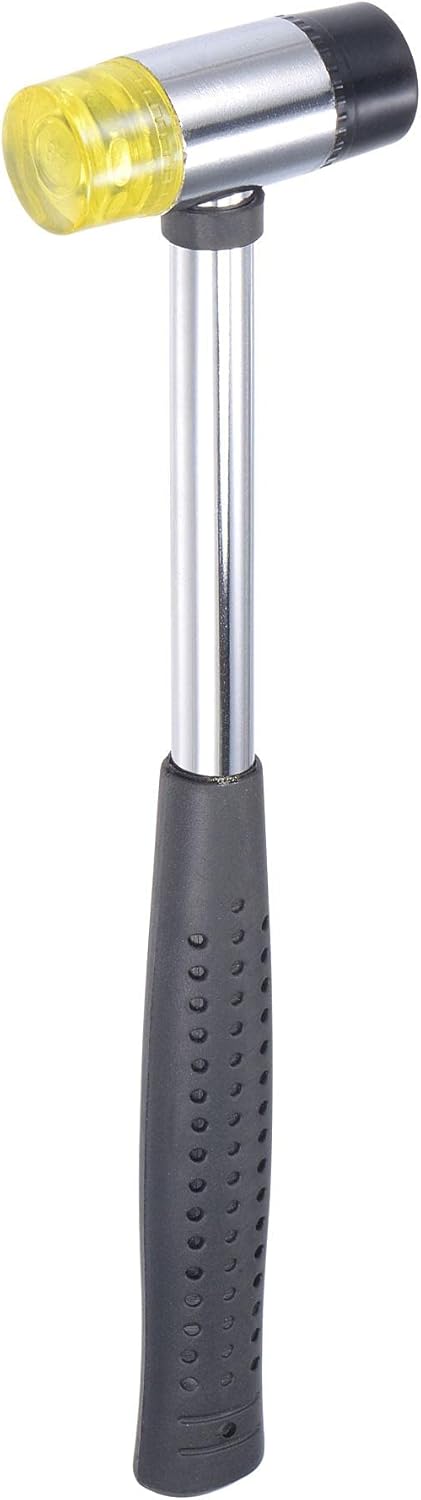 uxcell 25mm Double-Faced Rubber Hammer, Non-Slip Grip Mallet for Leather Crafts, Woodworking, and Flooring Installation