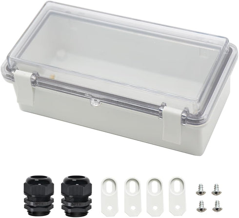 Zulkit Junction Box, ABS Plastic Dustproof Waterproof IP65 Electrical Box with Hinged Shell and Clear Cover