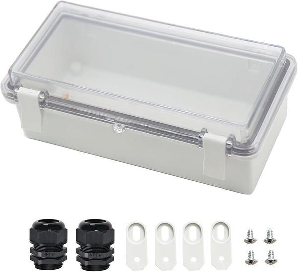 Zulkit Junction Box, ABS Plastic Dustproof Waterproof IP65 Electrical Box with Hinged Shell and Clear Cover
