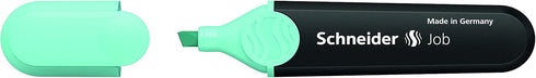 Schneider Job Pastel Highlighter, Chisel Tip, 1 + 5 mm, Black Barrel, Turquoise Ink, Box of 10 (1523)