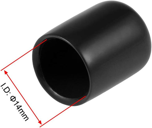 uxcell 20pcs Rubber End Caps 14mm ID Vinyl Round Tube Bolt Cap Cover Thread Protectors in Black