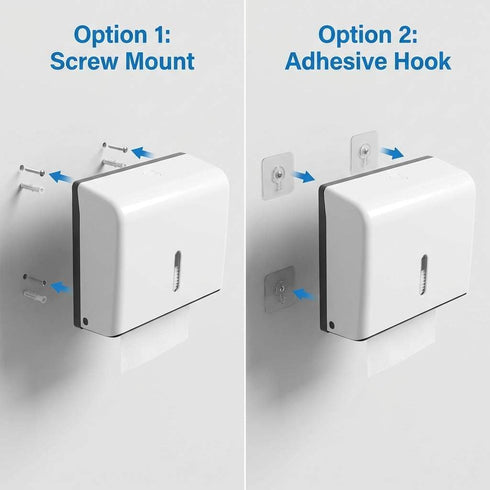 2 Pack QWORK Wall Mount Paper Towel Dispenser Tri-Fold Holder with Lock for Bathroom, Kitchen & Office