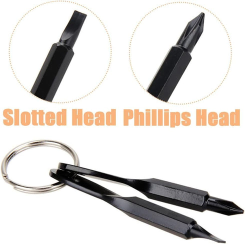 8Pcs Portable Keychain Screwdriver Set, Mini Pocket Key Chain Phillips Slotted Head Screwdriver