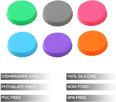 Emptycolor 6 Pack Silicone Soda Can Cover, Reusable Soda Can Lids to Keep Carbonation, BPA Free Pop Can Caps Tops