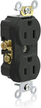 Leviton TCR15-E Side Wired Commercial Spec Grade Tamper Resistant Duplex Receptacle, 15-Amp, 125-volt, Black