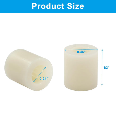 ABS Plastic Spacers 0.45"OD x 0.24"ID x 1/2" Thickness, Unthreaded Standoff Bushing for Home and Car