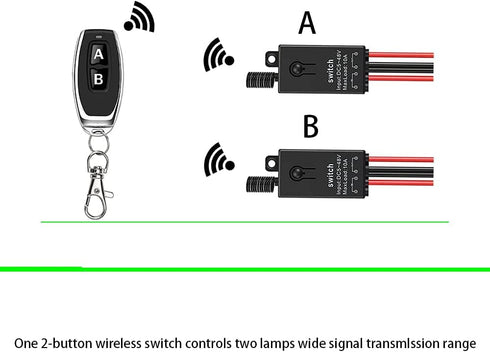 12v Switch,2 12V/24V/48V/10A 328FT Remote Control Way Mini Wireless Switches,DC Relay with Long Range,Wireless RF