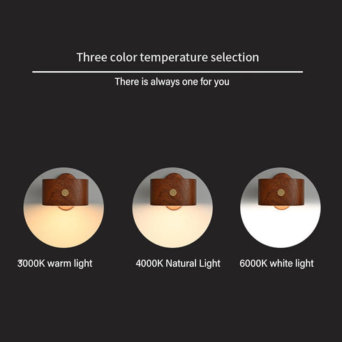 NGEWFGH Dimmable Wooden Portable Bedside Magnetic Wall Lamp Square Night Light Wall Mounted Night Light (Walnut)