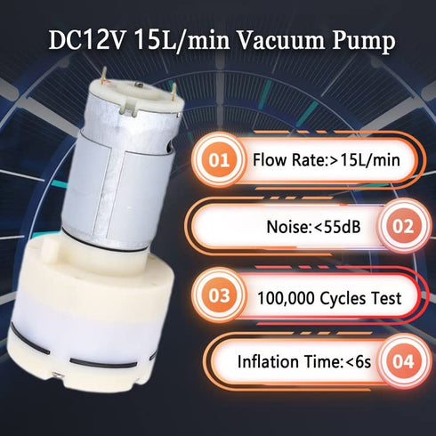 DC12V Micro Air Pump, Self Priming Vacuum Pump, Low Noise with Excellent Air Impermeability for Laboratory-Specific Use