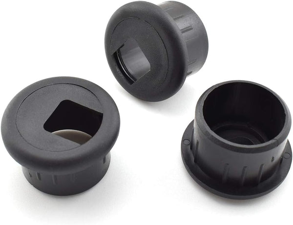 SDTC Tech 3-Pack 1 Inch Black Plastic Desk Hole Wire Grommet Cable Cord Cover Organizers