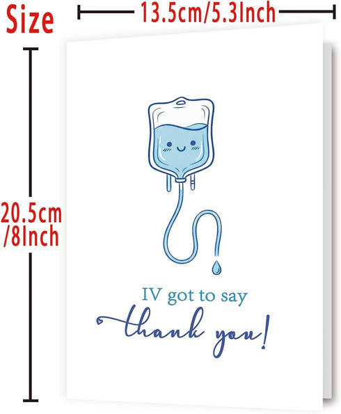 YiKaLus Cute IV Thank You Card for Doctors Nurses, Funny Medical Appreciation Gift for Healthcare Workers, Doctor's Day