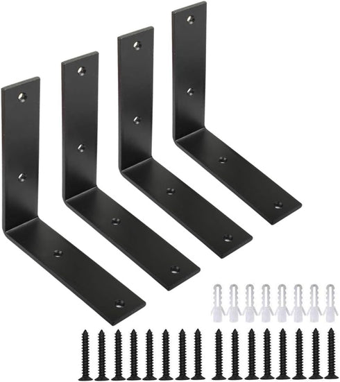 WINKER Corner Brace 4 Pcs Shelf Bracket Heavy Duty Black Steel L Corner