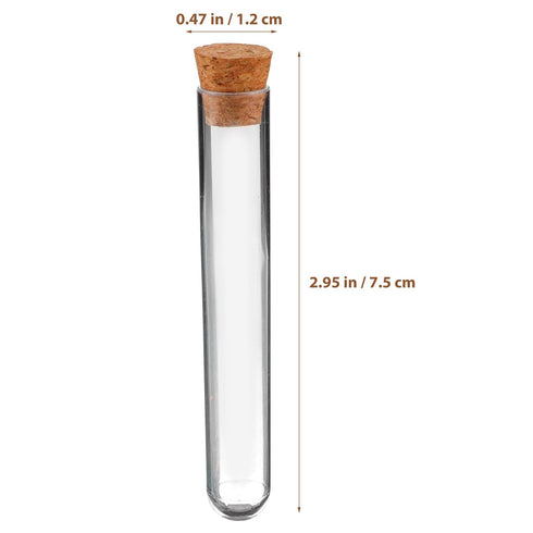 100pcs Glass Test Tubes with Cork Stoppers, Clear Hard Test Tubes Scientific Experiments, 12 x 75mm Plastic Lab Tubes for Scientific Experiments with Brushes