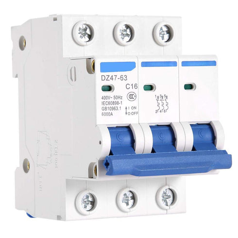 YWBL-WH 3 Pole Miniature Circuit Breaker Safety Breaker DZ47-63 AC 400V 6/10/16/20A(16A), Breaker