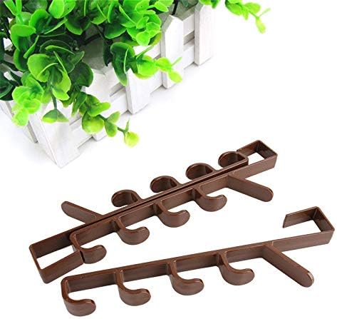 canjoyn 5 Layers Over The Door Hook Organizer Rack - Pack of 2 Hanger for Backpack Handbag (White)
