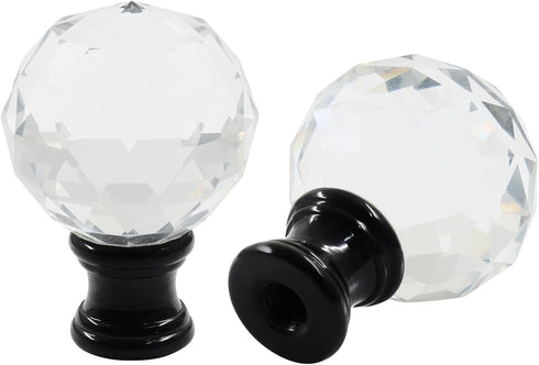 Moicstiy 2 Pack Crystal Lamp Finials Decorative, 1/4-27 Inch Base Threaded, Elegant Cap