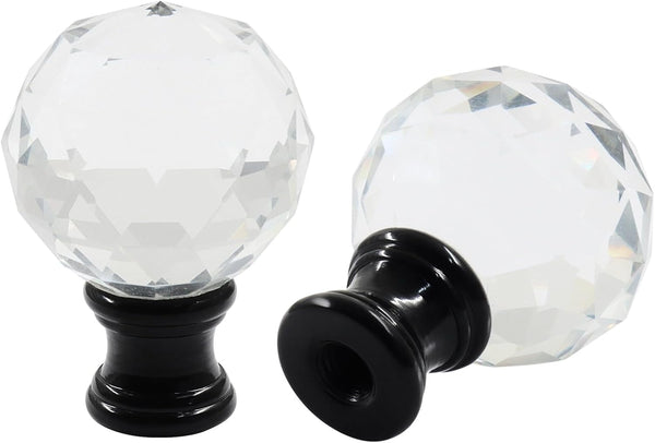 Moicstiy 2 Pack Crystal Lamp Finials Decorative, 1/4-27 Inch Base Threaded, Elegant Cap