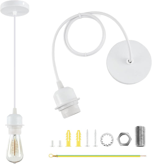 Industrial Mini Pendant Light Kit UL E26 White Pendant Light Kit Vintage