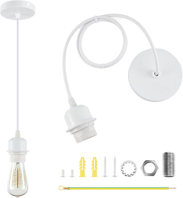 Industrial Mini Pendant Light Kit UL E26 White Pendant Light Kit Vintage