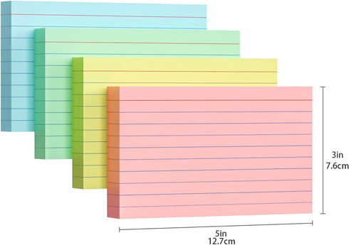 YIZUUN 3x5, 200 Pack, 180gsm 4 (50 Colored Index Cards Heavy Ruled Index Cards, Flash Cards for Studying, Heavy Note