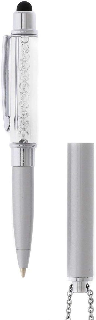 Baron-Jewelry Crystalline Stylus Pen Necklace with Crystals (Silver)