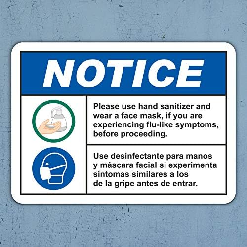 Foizpput Bilingual Notice Use Hand Sanitizer Wear Face Mask Sign Safety Medical Equipment