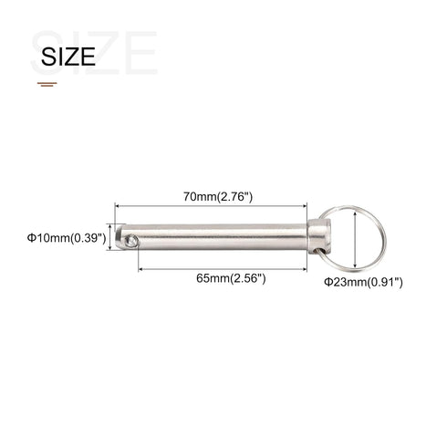 Quick Release Pins (10mmx70mm) 4Pcs, Carbon Steel Pull Pin - for Shipbuilding, Ship Outfitting, Boat Top